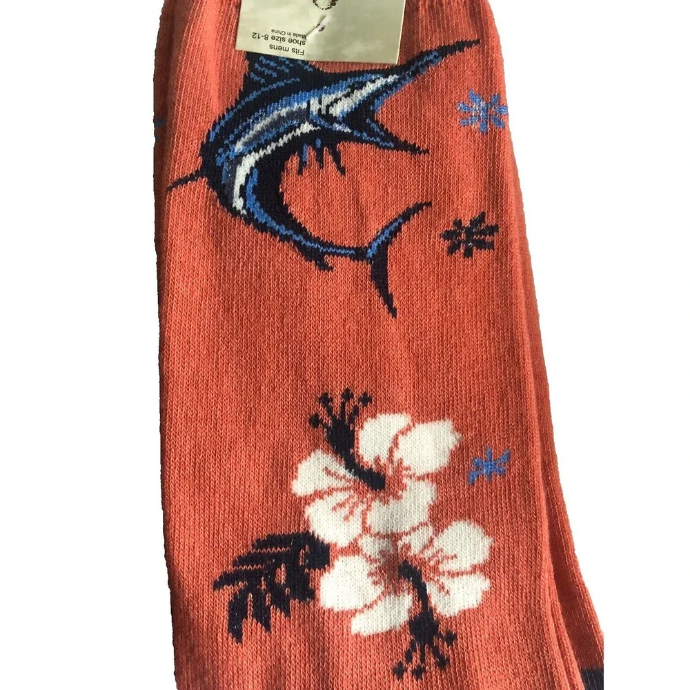 Panama Jack Blue Marlin Mens Socks Hibiscus Nautical Summer 2pk Shoe Size 8 -12